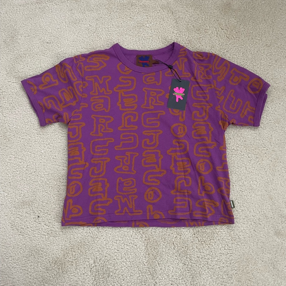 NWT Large Heaven by Marc Jacobs purple and orange scribblez baby tee